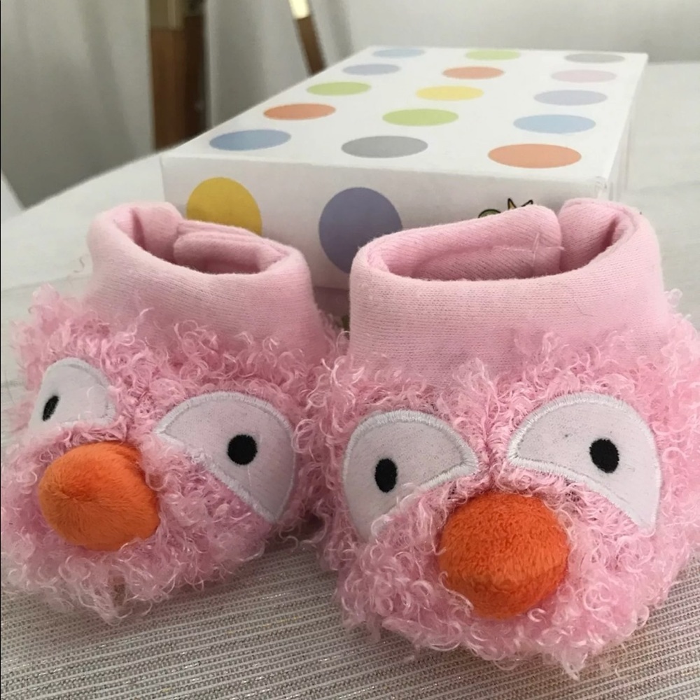 Pink Bird Booties 0 - 6 Months Baby Slippers